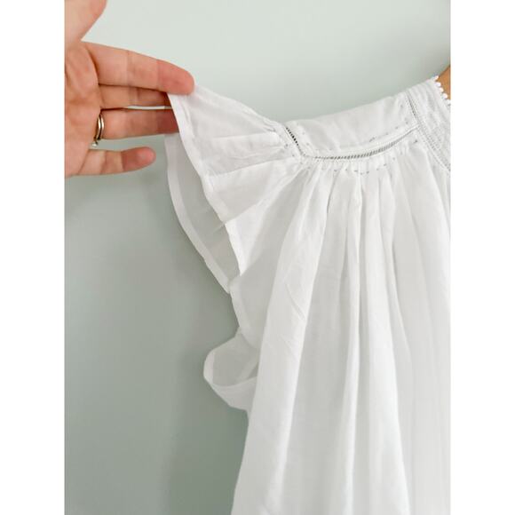 Madewell | NWT Shirred Lace-Trim Top in White | Sz XS - Picture 4 of 13